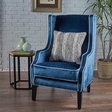 Christopher Knight Home® - Noble House - Eddison Traditional Cobalt Velvet Two Toned Club Chair with Light Blue Accent Pipping