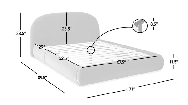 English Elm Jennifer Taylor Home - Archie Modern Upholstered Platform Bed, Queen – Cozy Chenille Design With Arch-Shape Headboard B2719P265594