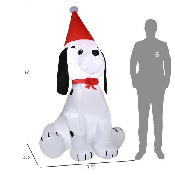 English Elm HOMCOM 6ft Inflatable Christmas Puppy with LED Lights, Outdoor Yard Decor, Stakes & Easy Plug-In Setup W2225P217078