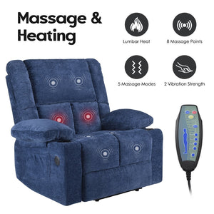 English Elm Power Lift Recliner Chair With Massage, Heat, Usb Ports & Cup Holders - Comfort For Seniors! T3623P380509-GIGA