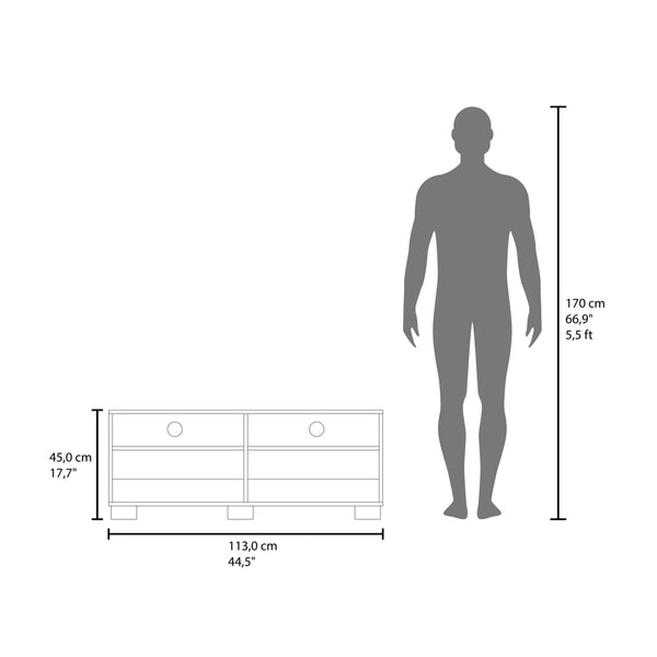 English Elm Colman Minimalist TV Stand with Open Shelves, Durable Engineered Wood, Compact 44.5" Black Oak B200P362042