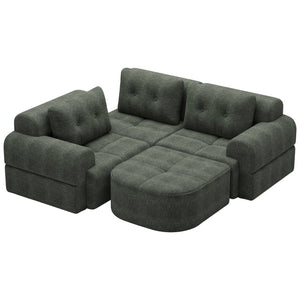 English Elm Modular Sectional Sofa with Chaise Full Foam Build Woven Fabric for Living Room Blackish Green W2379S00006