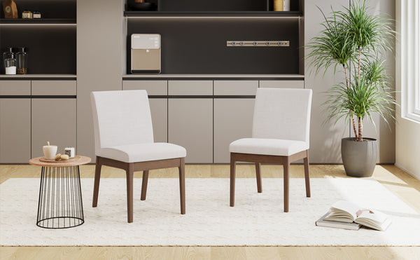 English Elm Set of 2 Upholstered Dining Chairs Rubberwood Legs Minimalist Modern Seating N759P288155K