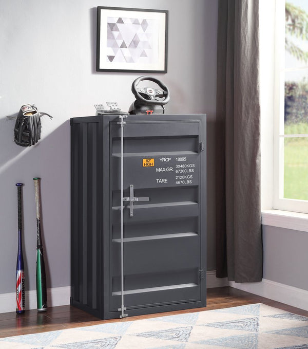 English Elm Cargo Cargo Gunmetal Finish Vanity Desk with Industrial Metal Frame, Single Smooth-Glide Drawer, 39"L Gunmetal 51 L x 32 W x 10 H B2726P263378