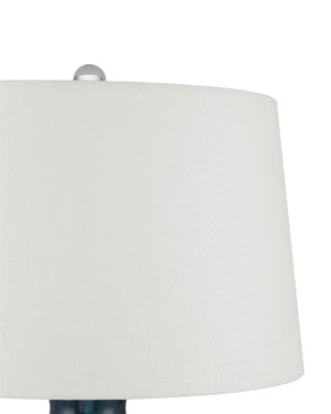 Currey & Company Sapphire Blue Table Lamp - Fused Glass Design With Crystal Base & Polished Nickel For Modern Elegance Blue Glass ,Optic Crystal 6000-1022-currey-company