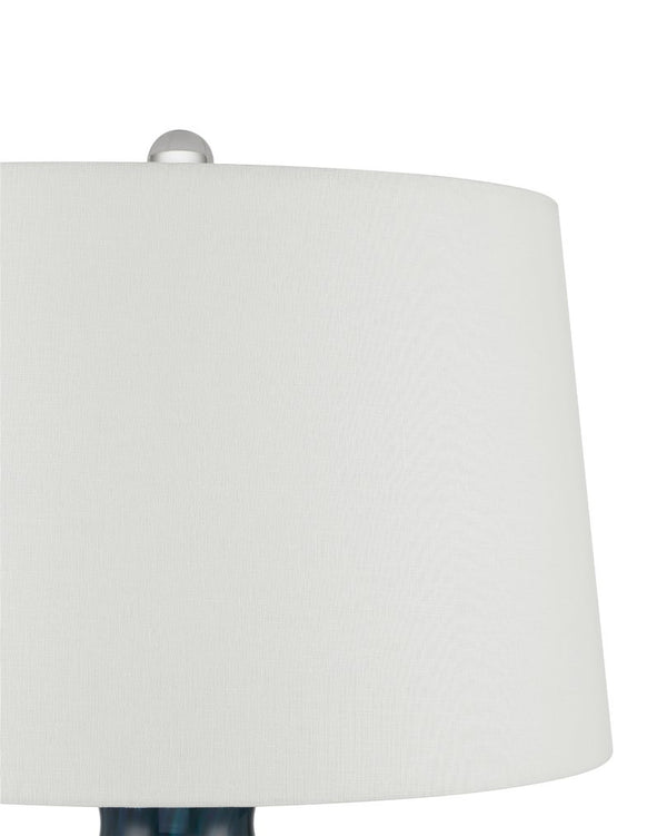 Currey & Company Sapphire Blue Table Lamp - Fused Glass Design With Crystal Base & Polished Nickel For Modern Elegance Blue Glass ,Optic Crystal 6000-1022-currey-company