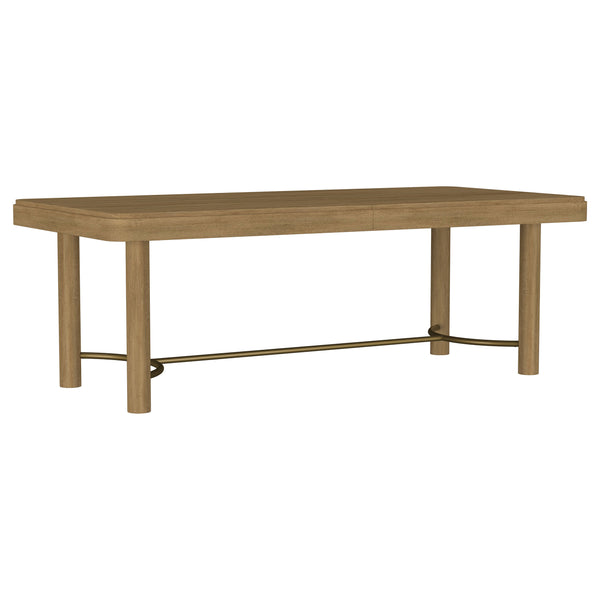 English Elm Benson Sand Wash Extension Dining Table with Removable Leaf, Rounded Corners & Antique Brass Stretcher B062P374100