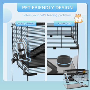 English Elm Pawhut Three Tier Small Animal Habitat Steel Wire Glass Basin Ramps Wheel Included W2225P229582