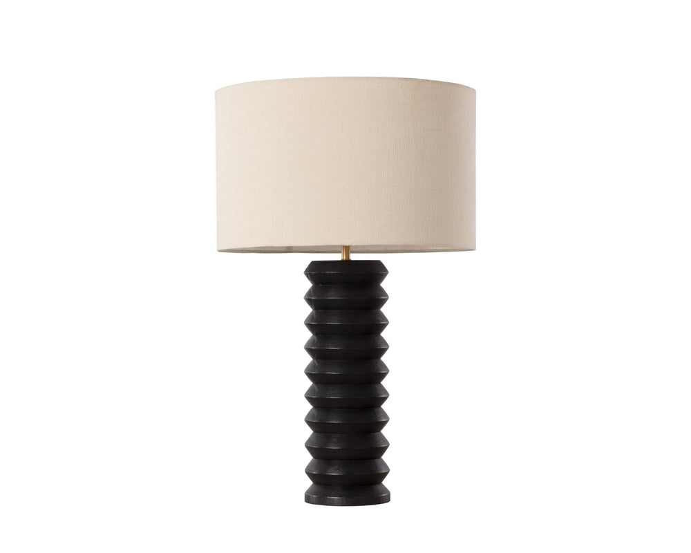 Sunpan Oletto Table Lamp - Modern Design with Wooden Base, Elegant Beige Finish for Any Home Décor Black