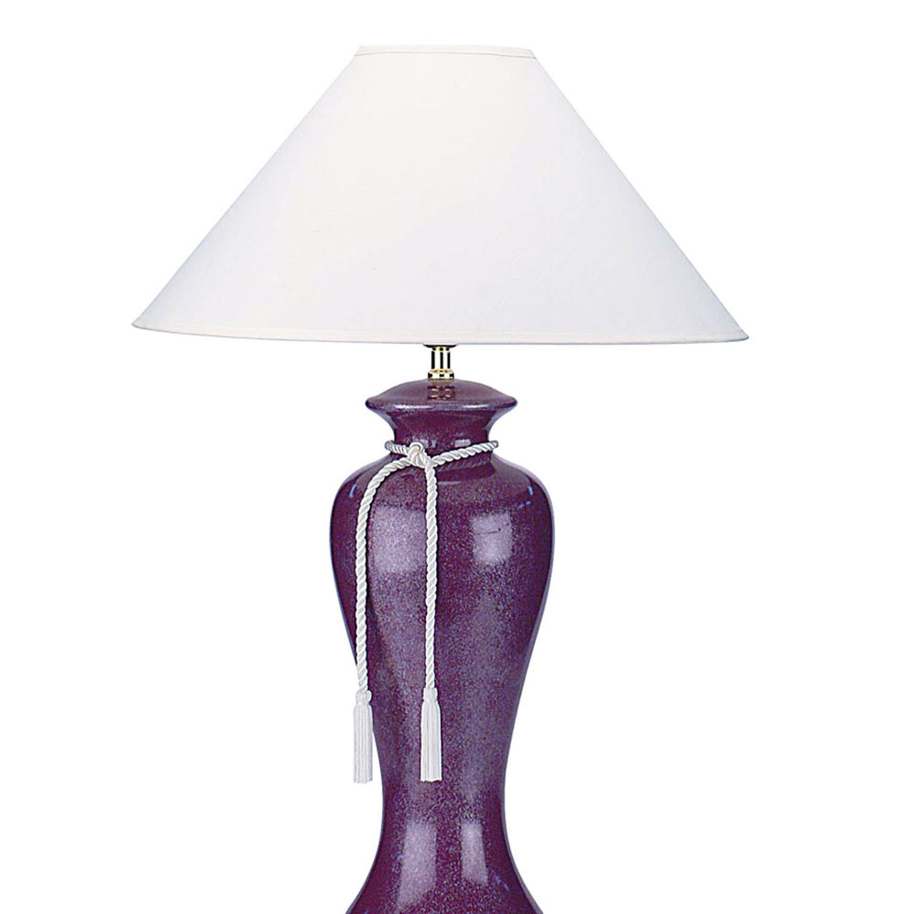 English Elm 35" Ceramic Table Lamp Burgundy Glazed Curvy Design with Rope Tassel & White Linen Shade, UL Listed B072116129