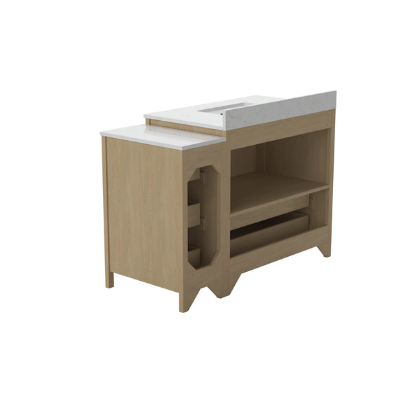 English Elm 108"w×22"d×34"h Freestanding Double Sink Vanity with White Countertop Soft Close T3785S00002