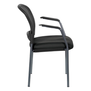 OSP Home Furnishings Progrid Mesh Back Stackable Chair with Titanium Frame for Conference Rooms Black 86710R-R107
