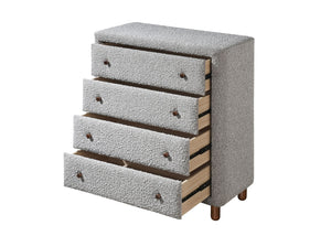 English Elm Cleo Gray Boucle Chest with 4 Smooth-Glide Drawers, Upholstered Contemporary Storage Chest, Gray B2726P286617