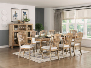 English Elm Traditional Weatherford Farmhouse Chairs Set of 2, Wheat Acacia Veneer Vertical Slat-Back Side Chairs with Textured Upholstery B011P239563