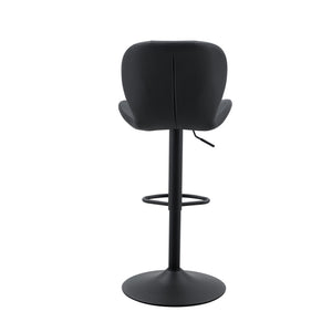English Elm Set of 2 Adjustable Pu Tufted Barstools with Metal Base for Kitchen or Bar W3875P382611