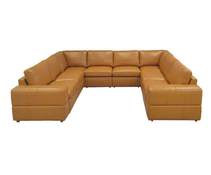 English Elm Large Square Arm Leather Match Modular Sectional for Spacious Living Rooms Ginger B2748S00137