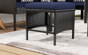 English Elm Small Space Outdoor Wicker Dining Set with Tempered Glass Table and Cushioned Seating W2071P281587