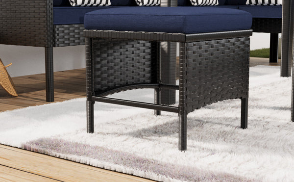English Elm Small Space Outdoor Wicker Dining Set with Tempered Glass Table and Cushioned Seating W2071P281587