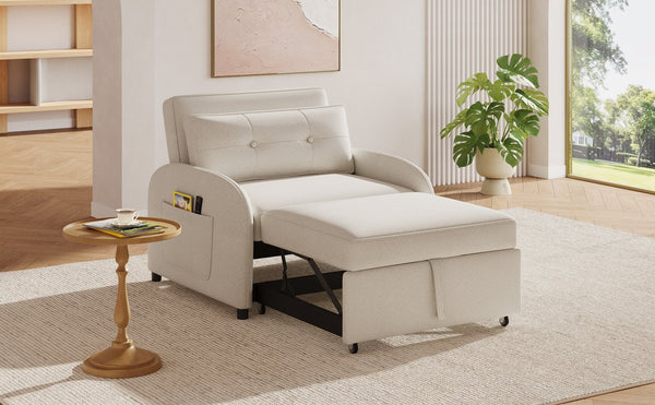 English Elm Christopher Knight Home® - (Old 3-in-1 Convertible Sleeper Sofa Bed with Pillow & Pocket, Compact Loveseat with Pull-Out Bed and Wheels Beige N765P34284849W
