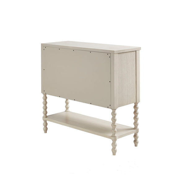 JLA Home Madison Park Signature - 2 Drawer Accent Chest with Solid Wood Frame, Turned Legs, Antique White Finish & Deep Storage Antique Cream MPS130-0299