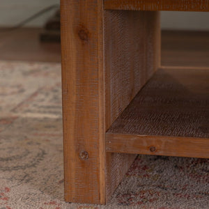 English Elm Solid Wood Rectangular Coffee Table - Rustic 2-Tier Design With Storage Shelf For Living Room Charm W3158P297407-GIGA