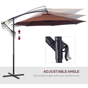 English Elm Outsunny 10' Cantilever Patio Umbrella With Uv Protection, Sturdy Frame & Easy Crank Operation, Brown W2225P217963-GIGA