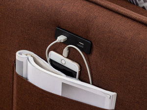 English Elm Mirella Mid-century Sectional with Reversible Chaise Usb Charging and Storage Pouches Brown B2749P413374