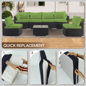 English Elm Cushion Covers 14Pc Set for 7-Piece Wicker Sectional Sofa Outdoor Slipcovers with Zippers Non-Slip Protection Green W419P295491