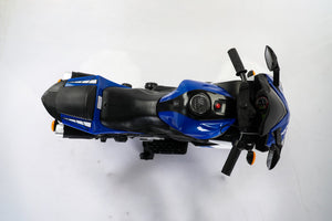 English Elm Electric Ride on Motorcycle for Kids with Light up Wheels Bluetooth and Twist Throttle Blue W1760P177914