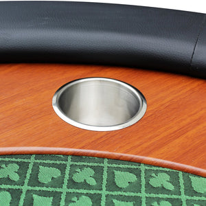 English Elm 96" Oval Poker Table Seats 10 with Speed Felt Surface Stainless Steel Cup Holders Green W2748S00051
