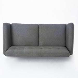English Elm Christopher Knight Home® - SOFA Mid-Century Loveseat with Button-Tufted Waffle Stitch Back, Upholstered Comfort & Wood Legs DARK GREY 60863.00DGY