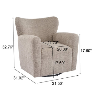English Elm Modern Bouclé Wingback Swivel Chair with 360 Degree Rotation for Living Room Black,Camel N776P403573M