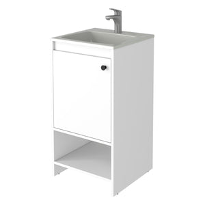 English Elm Chariot Free Standing Vanity Cabinet with Open Shelf and Cabinet Storage, 17.7" W x 33.5" H, Modern Design White 22 L x 22 W x 6 H B128S00070