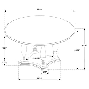 English Elm Claire Round Oak Veneer Pedestal Dining Table Seats Six with Turned Legs B062P447770