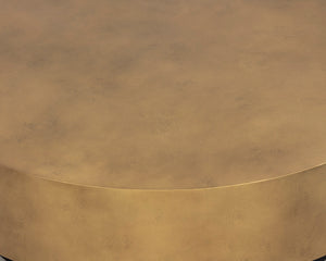 Sunpan Bernaby Coffee Table - Contemporary Round Design with Hand-Painted Metal Top and Unique Craftsmanship Antique Brass