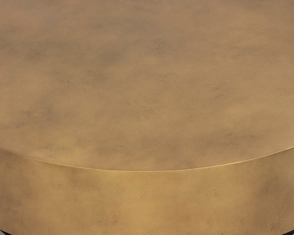 Sunpan Bernaby Coffee Table - Contemporary Round Design with Hand-Painted Metal Top and Unique Craftsmanship Antique Brass