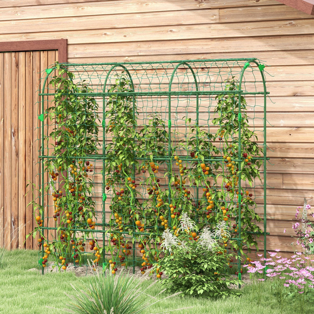 English Elm Outsunny 6 Foot Arch Garden Trellis with Steel Frame and Net for Climbing Vegetables W2225P174510