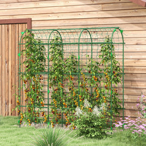 English Elm Outsunny 6 Foot Arch Garden Trellis with Steel Frame and Net for Climbing Vegetables W2225P174510