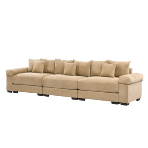 English Elm 130" Oversized Cloud Modular Sectional Couch - Luxurious Corduroy, Ergonomic Design, Easy Setup! W714S01302