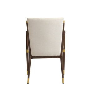 English Elm Modern Gold Accent Iron Frame Dining Arm Chairs Upholstered Set of Two for Elegant Spaces Brown+Beige N771P345830W