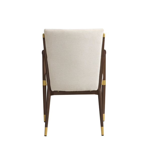 English Elm Modern Gold Accent Iron Frame Dining Arm Chairs Upholstered Set of Two for Elegant Spaces Brown+Beige N771P345830W