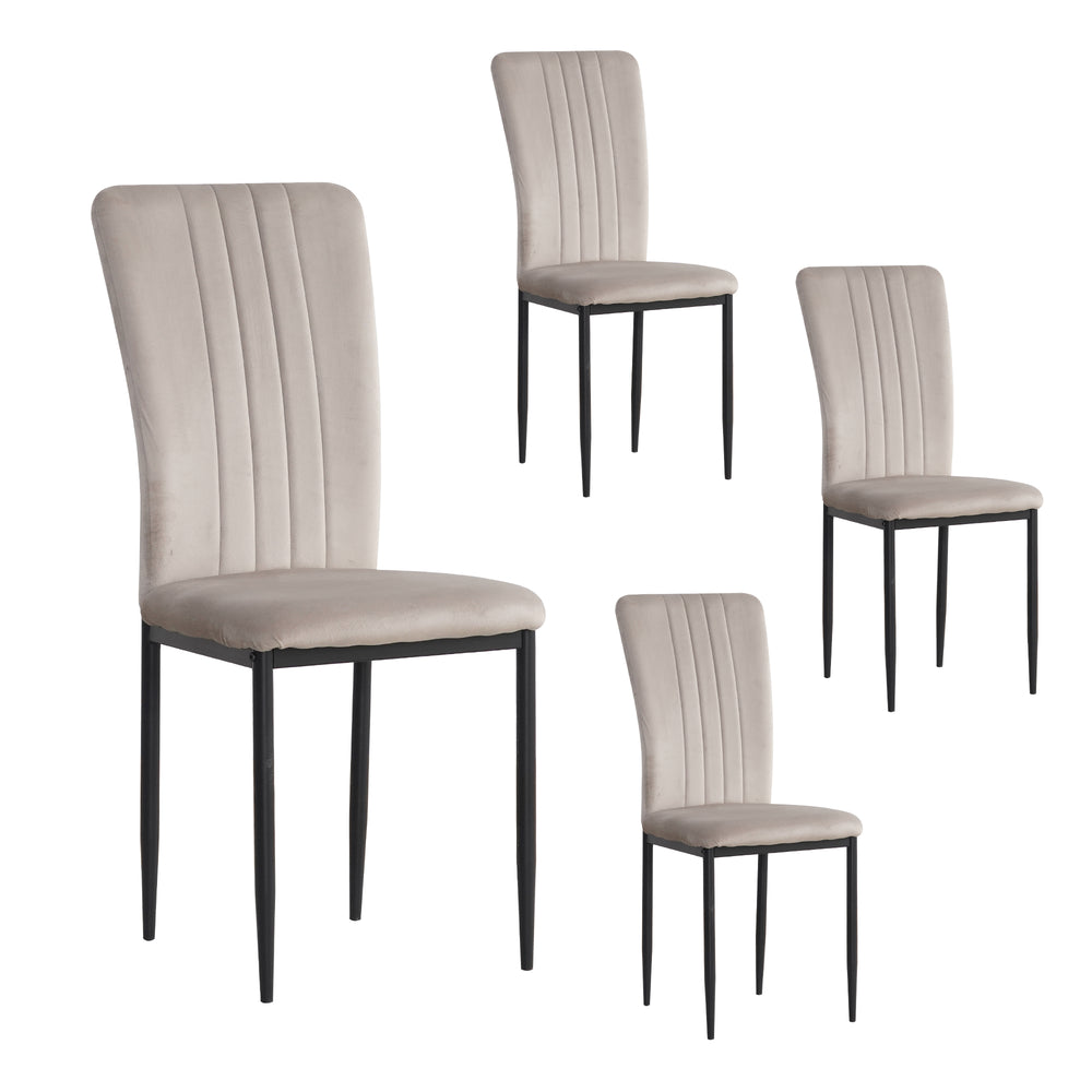 English Elm Dining Chair Set of 4 Velvet Upholstered Curved Back with Powder Coated Metal Legs Gray W3851P407807