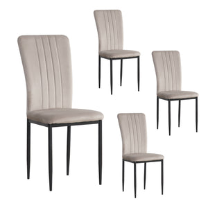 English Elm Dining Chair Set of 4 Velvet Upholstered Curved Back with Powder Coated Metal Legs Gray W3851P407807