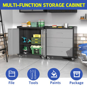 English Elm Heavy-duty Steel Garage Cabinet on Wheels with Locking Doors and Adjustable Shelves T2398P222835