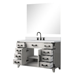 English Elm White Oak 48-Inch Single Bath Vanity Set With Cultured Marble Top, Chrome Faucet, And Mirror Included B2731S02019-GIGA