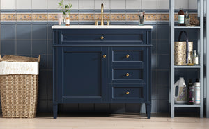 English Elm 36'' Modern Bathroom Vanity With Storage, Elegant Single Sink Design, 2 Drawers & Tip-Out Drawer N710S136004C