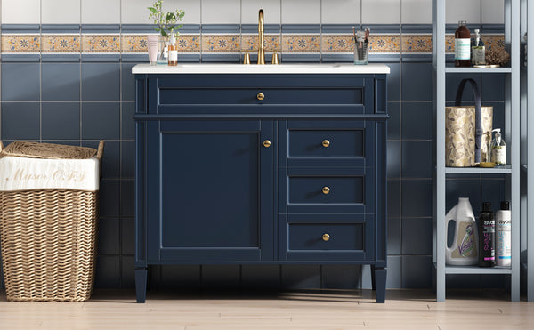 English Elm 36'' Modern Bathroom Vanity With Storage, Elegant Single Sink Design, 2 Drawers & Tip-Out Drawer N710S136004C