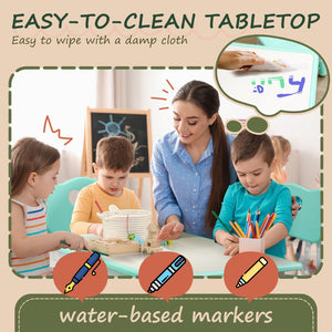 English Elm Qaba Kids Table And Chair Set - Adjustable 5-Piece Toddler Furniture For Playtime & Learning Fun! W2225P217328-GIGA