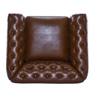 English Elm Christopher Knight Home® - Chesterfield Swivel Club Chair with Deep Button Tufting, Nailhead Trim, 360° Metal Swivel Comfort Dark Brown 39.25 L x 33.85 W x 27.85 H N776P195601D
