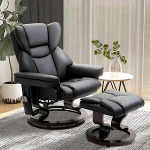 English Elm Homcom Massage Recliner Chair With Ottoman, 10 Vibration Points, 360° Swivel, Faux Leather Comfort W2225P217951
